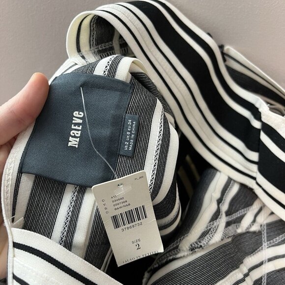 Anthropologie Maeve NWT Black White Crosswise Flare Bandage‎ Dress Size 2 - Picture 5 of 7